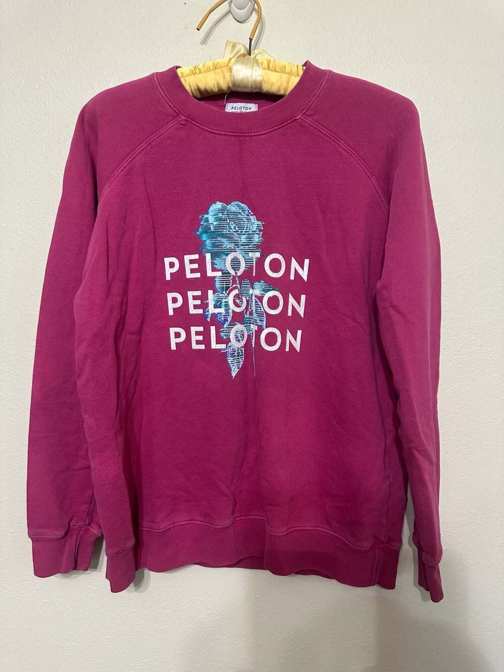 Peloton Rose Pink Sweatshirt with blue flower